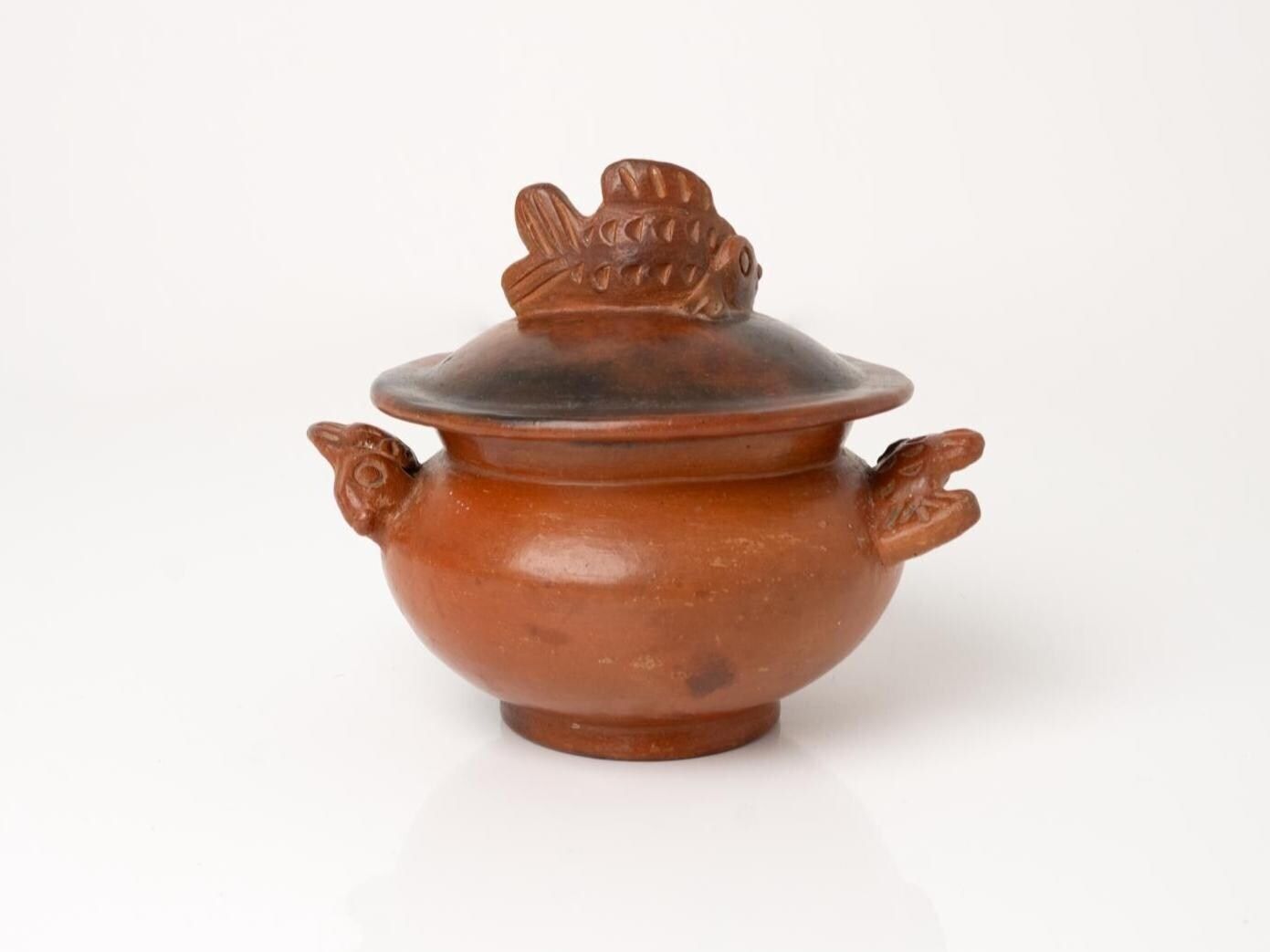 Primitive Clay Sasak Pot With Lid | Vintage Ceramic Lidded Pot | Clay Pot photo furniture
