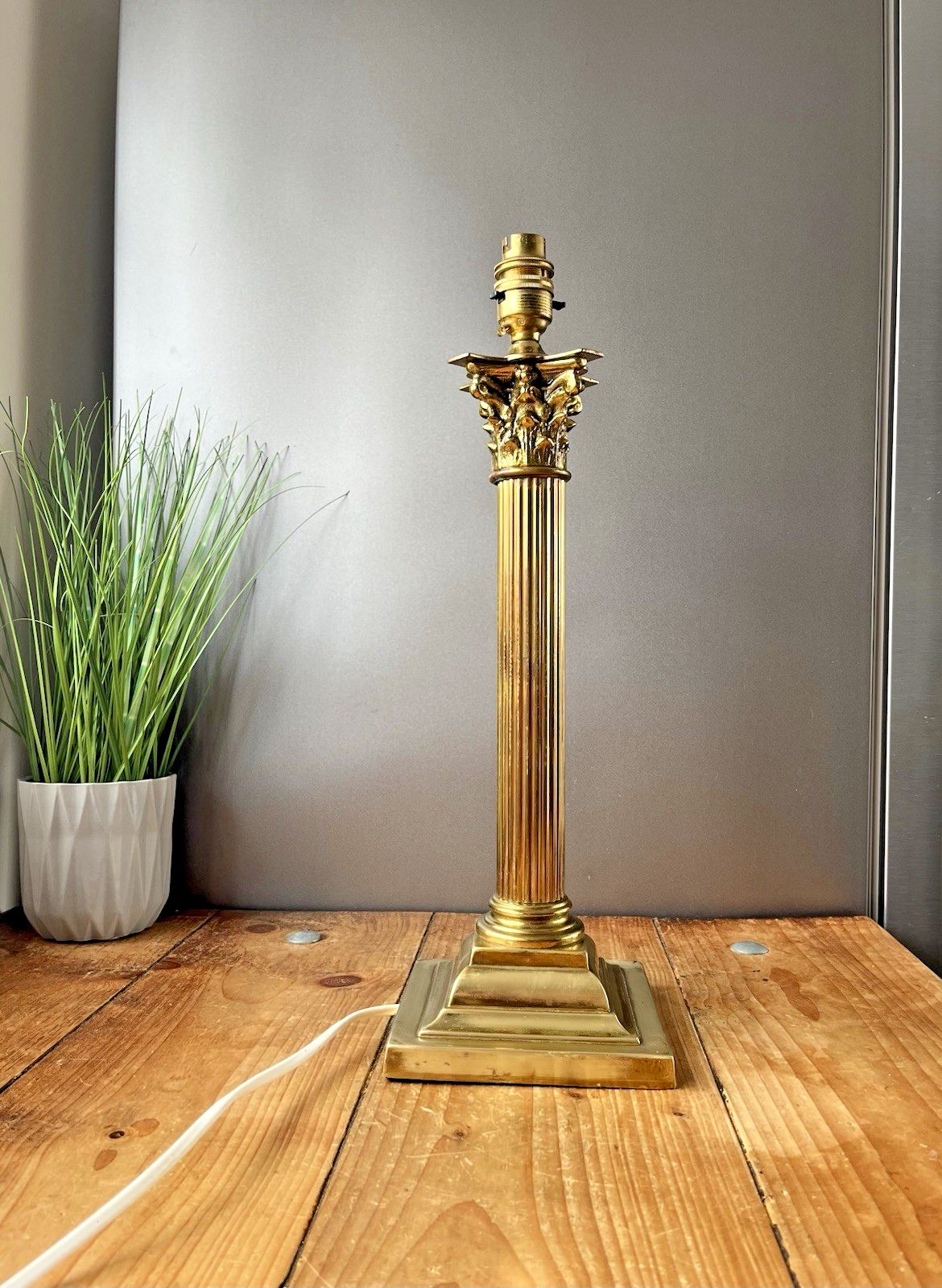 Large Antique Art Deco Corinthian Column Table Lamp Acanthus Leaf Country House photo buy