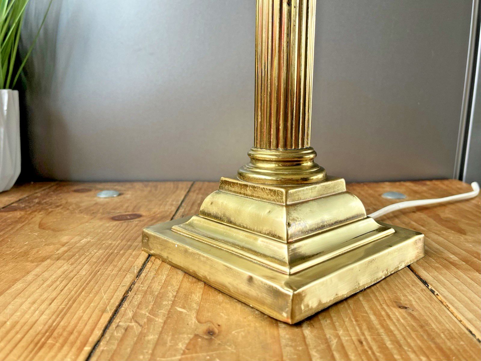 photo for sale Large Antique Art Deco Corinthian Column Table Lamp Acanthus Leaf Country House