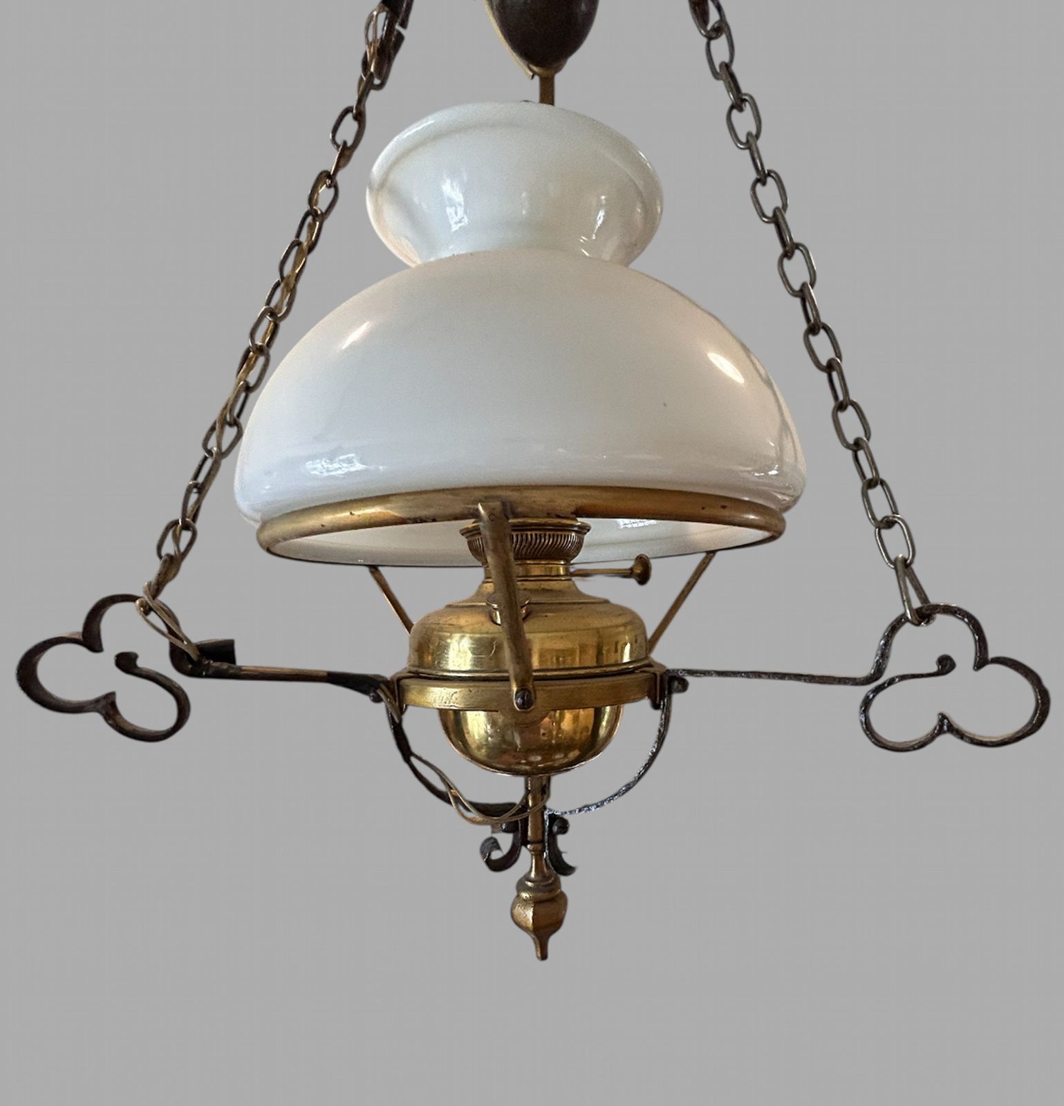 A Fabulous Arts And Craft Wrought Iron And Brass Lamp 'Converted' Electric photo furniture