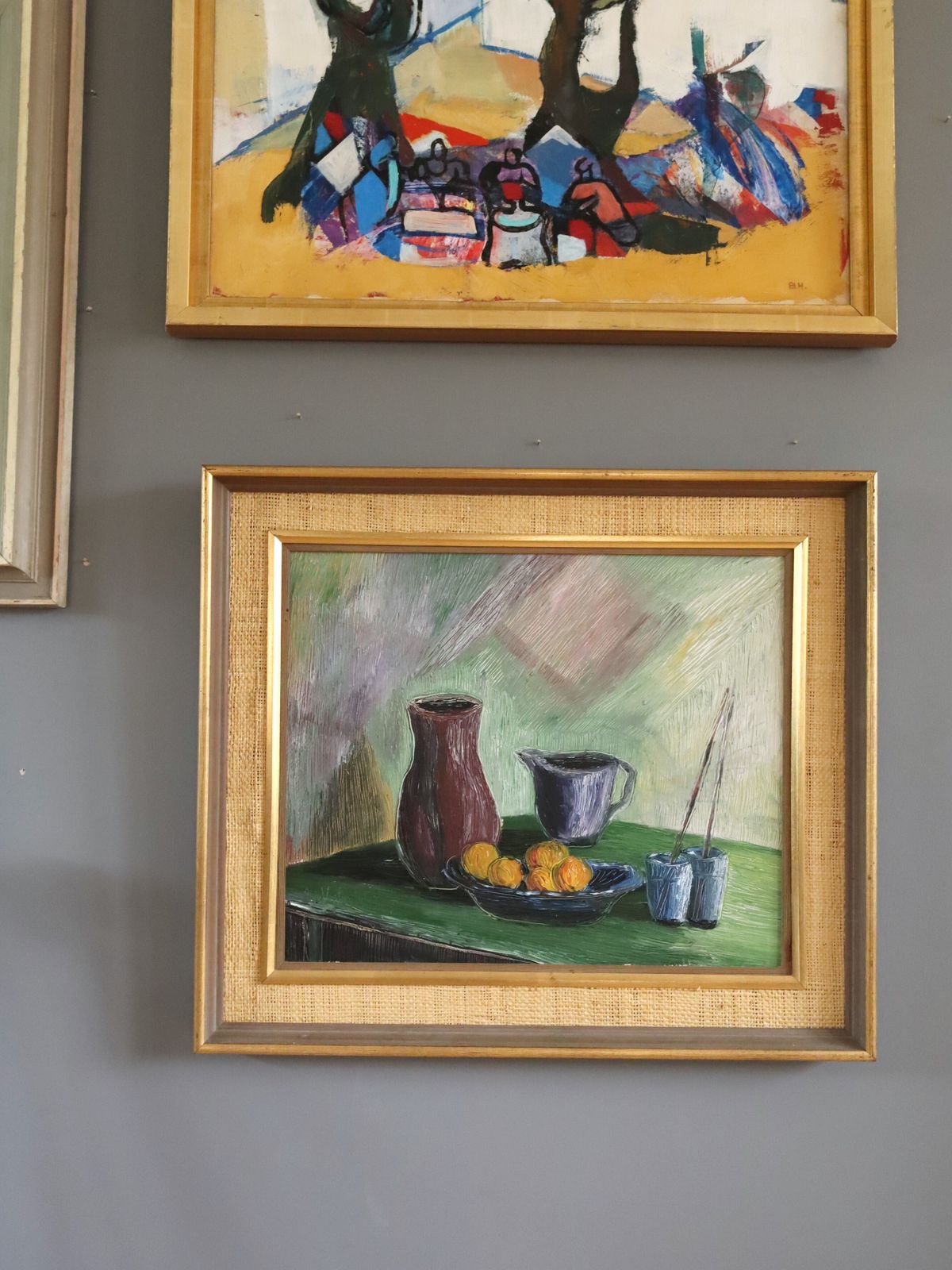 Fruit & Brushes  Oil Painting, Mid 20th Century photo furniture