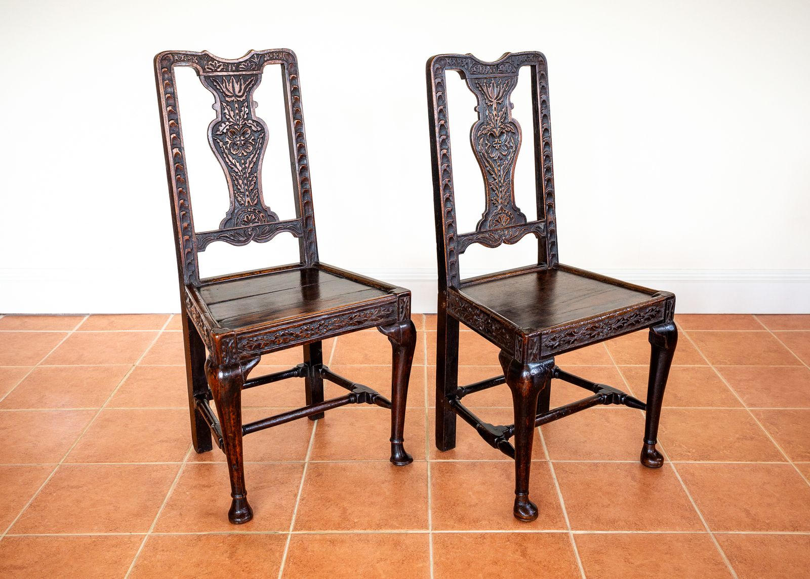 photo buy Pair Of Jacobean Carved Hall Chairs Oak 1620 Antique Country House Chairs Primitive Baronial Side Dining Chairs