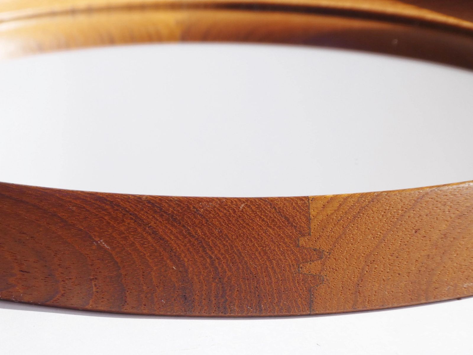 Mid Century Round Teak Mirror With Leather Cord, Scandinavian Modern Wooden Wall Mirror, Danish Design photo Home Decor