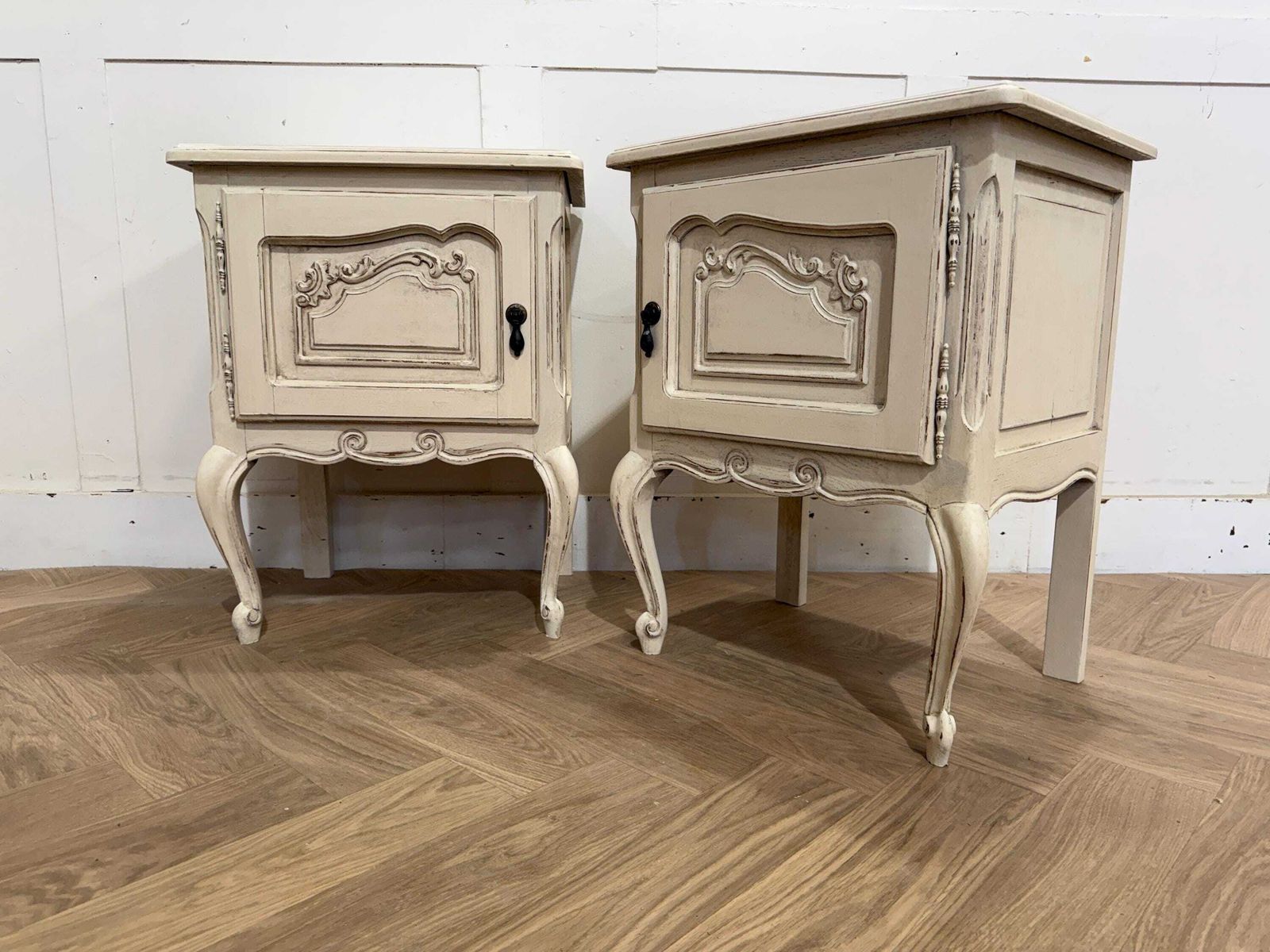 Vintage French Painted Pair Of Pot Cupboard Bedsides Tables Pair Of French Bedside Tables