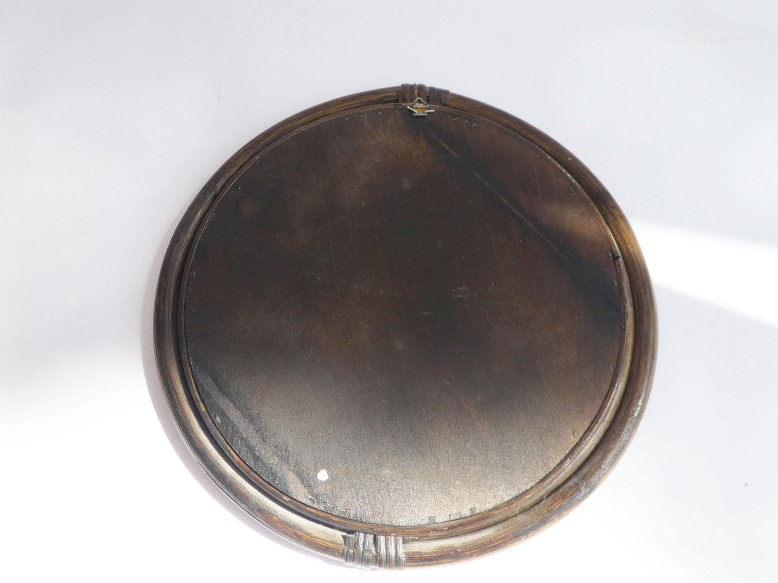 Vintage Round Vintage Bamboo Wall Mirror, Mid Century Boho Style Mirror, Wall Decor photo vinterior
