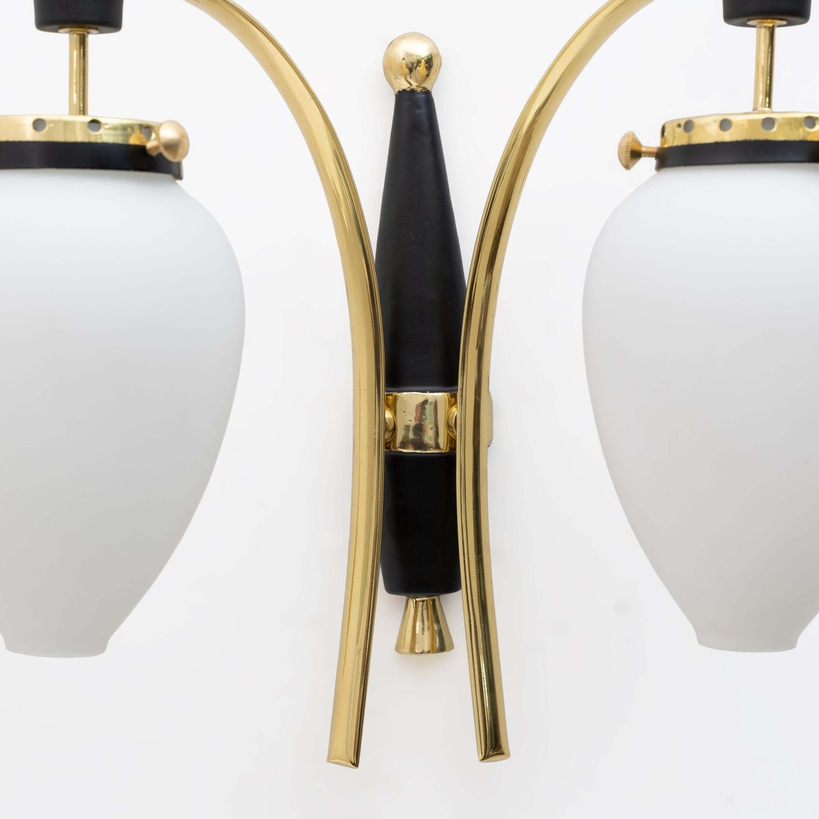 Stilnovo Mid Century Modern Italian Brass And Murano Glass Sconces, 1950s, Pair photo 2434.0