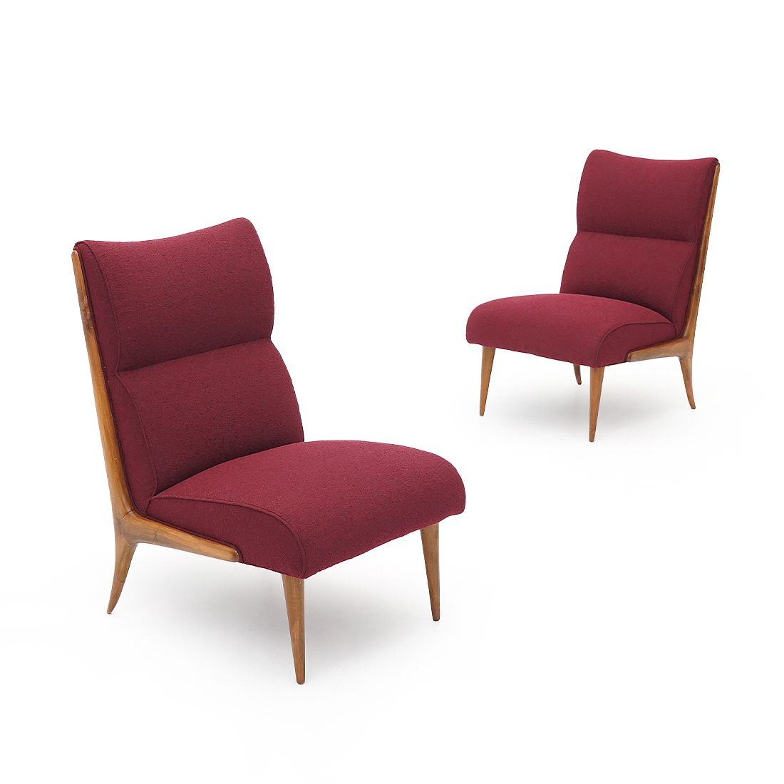 Pair Of Wooden And Bouclé Armchairs, 1940s photo Furniture