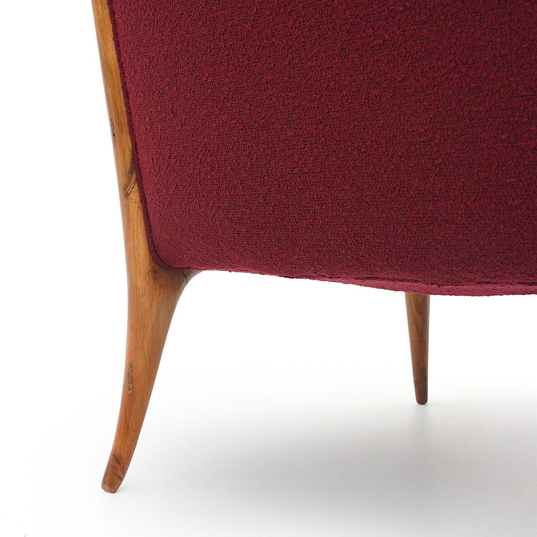 Pair Of Wooden And Bouclé Armchairs, 1940s photo vintage