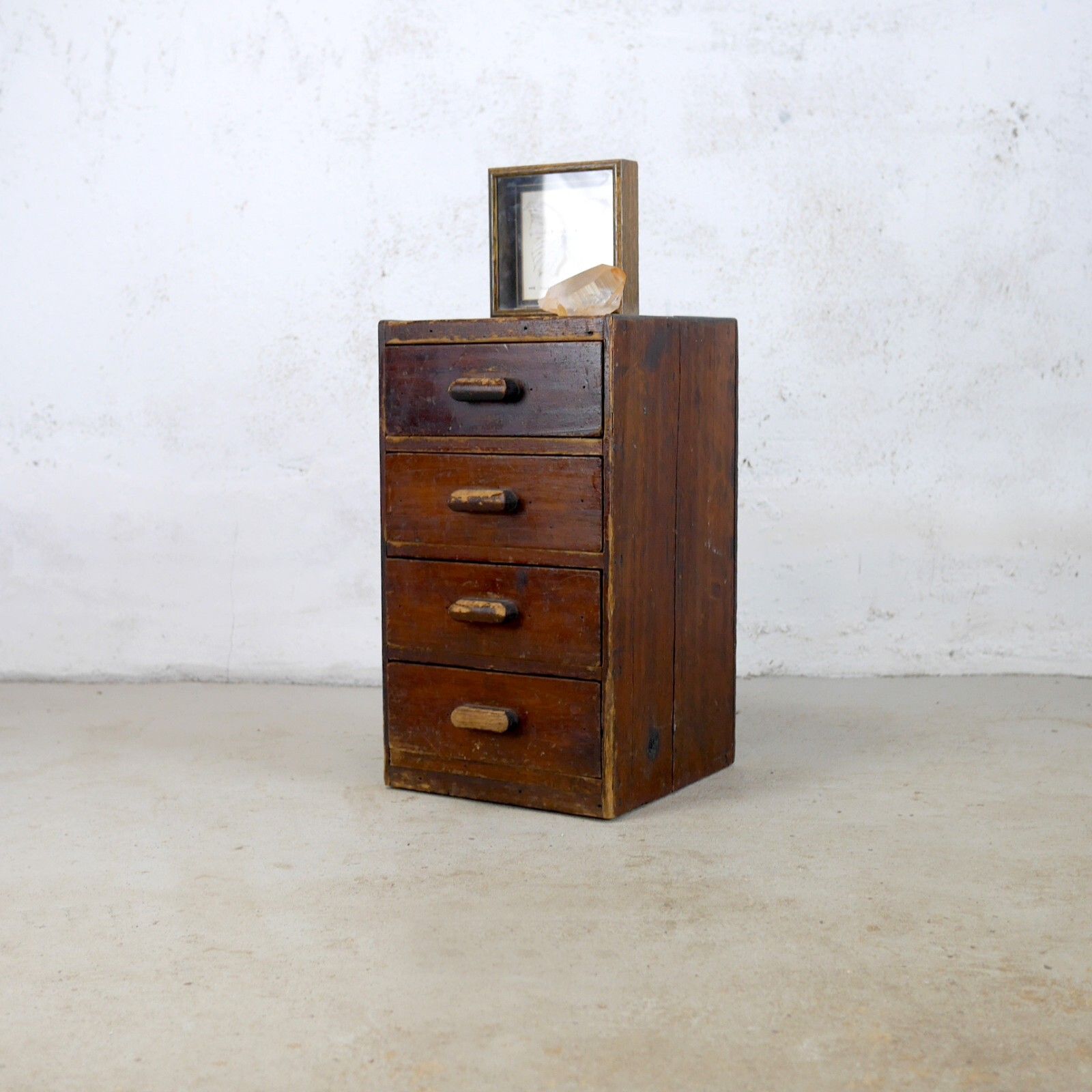 Antique Pitch Pine Scratch Built Table Top Apothecary 4 Drawers Vintage #102920 photo vintage