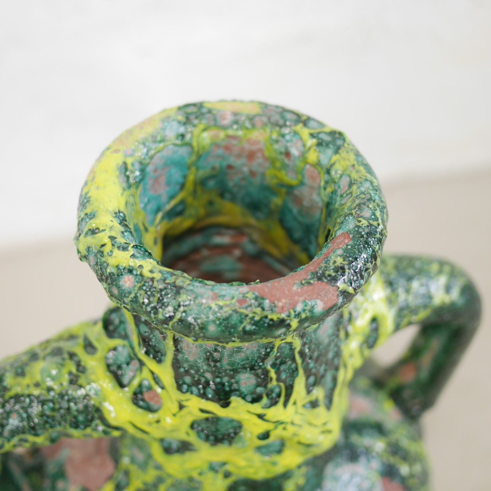120.0 Terracotta Green Fat Lava Glazed Olive Jar Rustic Vase Urn Pot Amphora #102926 photo