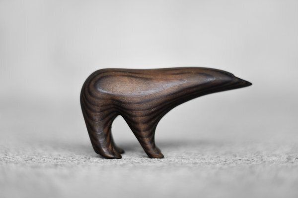 Danish Mid Century Modern Dark Wood Arctic Polar Bear Figurine, 1960s