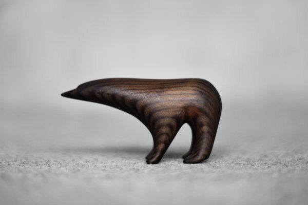 Danish Mid Century Modern Dark Wood Arctic Polar Bear Figurine, 1960s photo for sale
