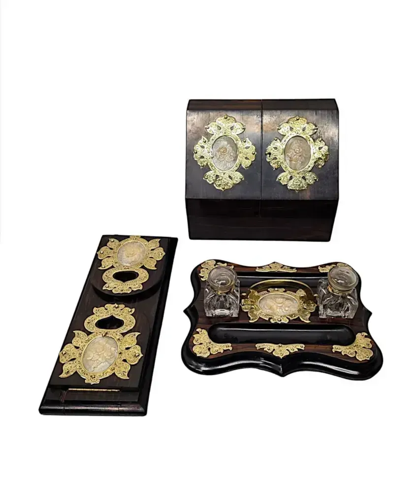 A Very Rare 19th Century Coromandel Desk Set
