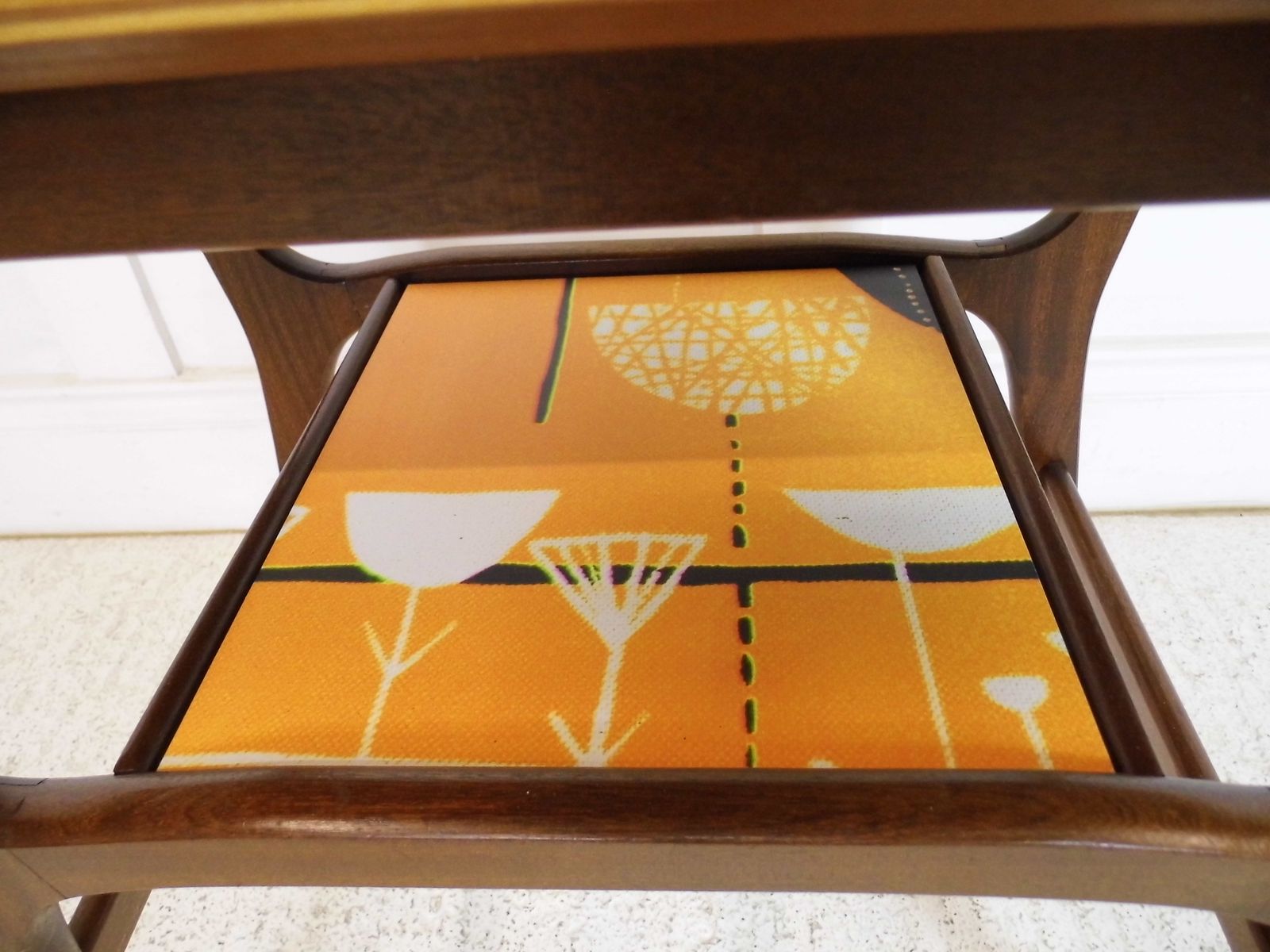 Vintage Mahogany 1950s Tv Radio Stand Side Table Restyled Adstract Panel photo furniture