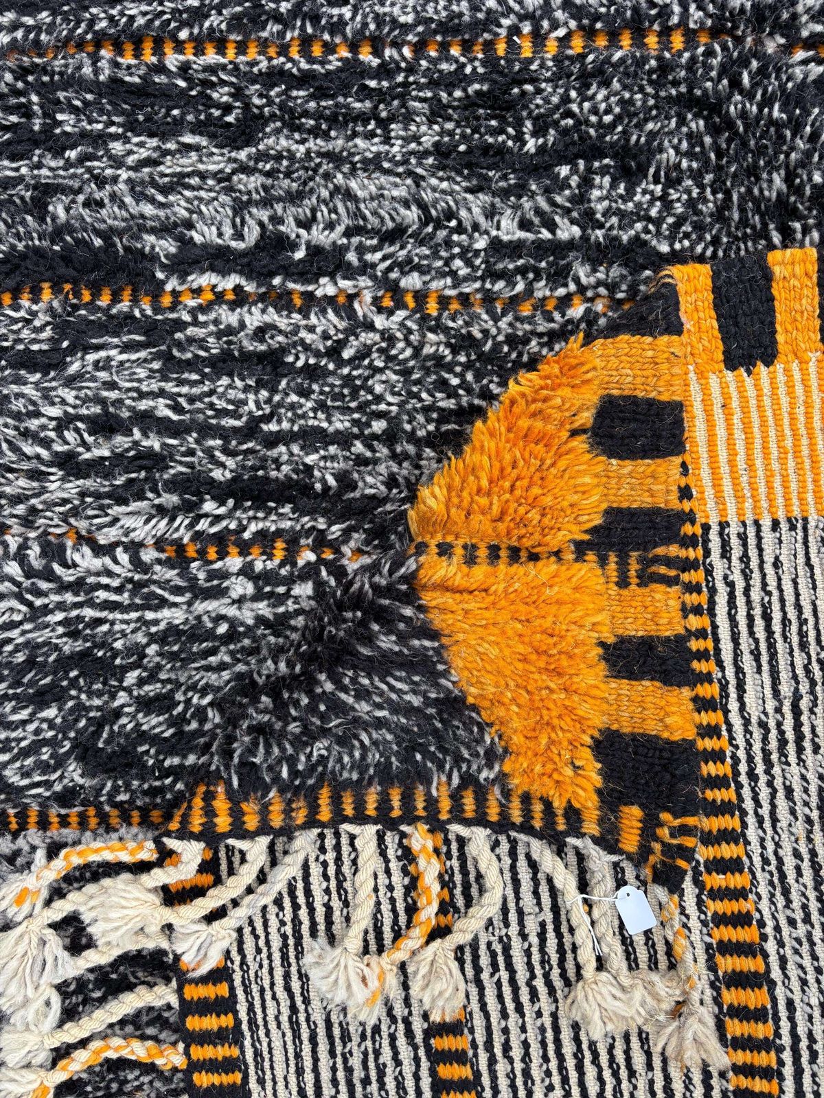 Black & Yellow Moroccan Mrirt Wool Rug 190x250 Cm Handwoven Berber Carpet, Modern Geometric Wool Rug, Bold Artisanal Decor photo for sale