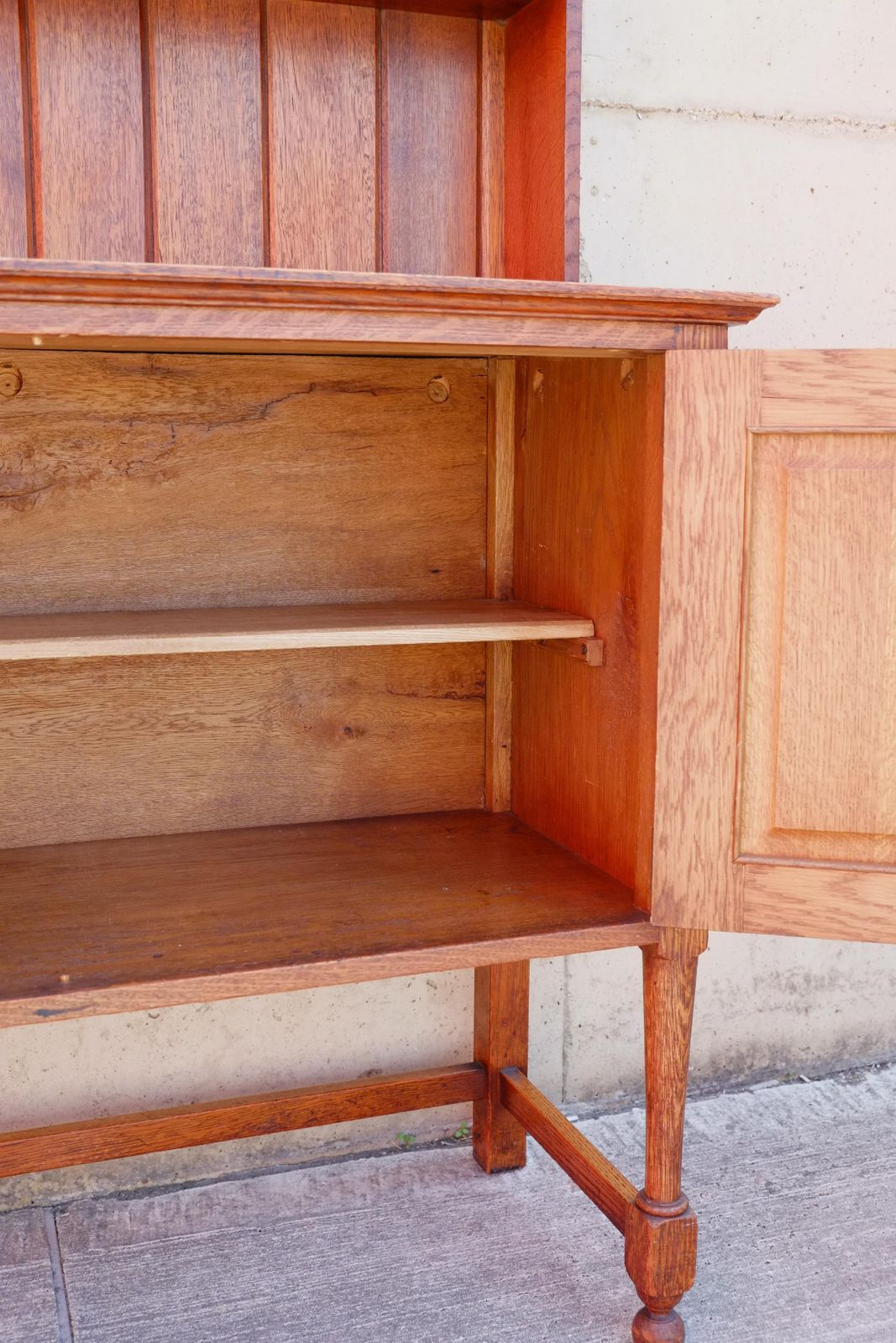 Compact Antique Solid Oak Welsh Dresser With Plate Rack photo buy