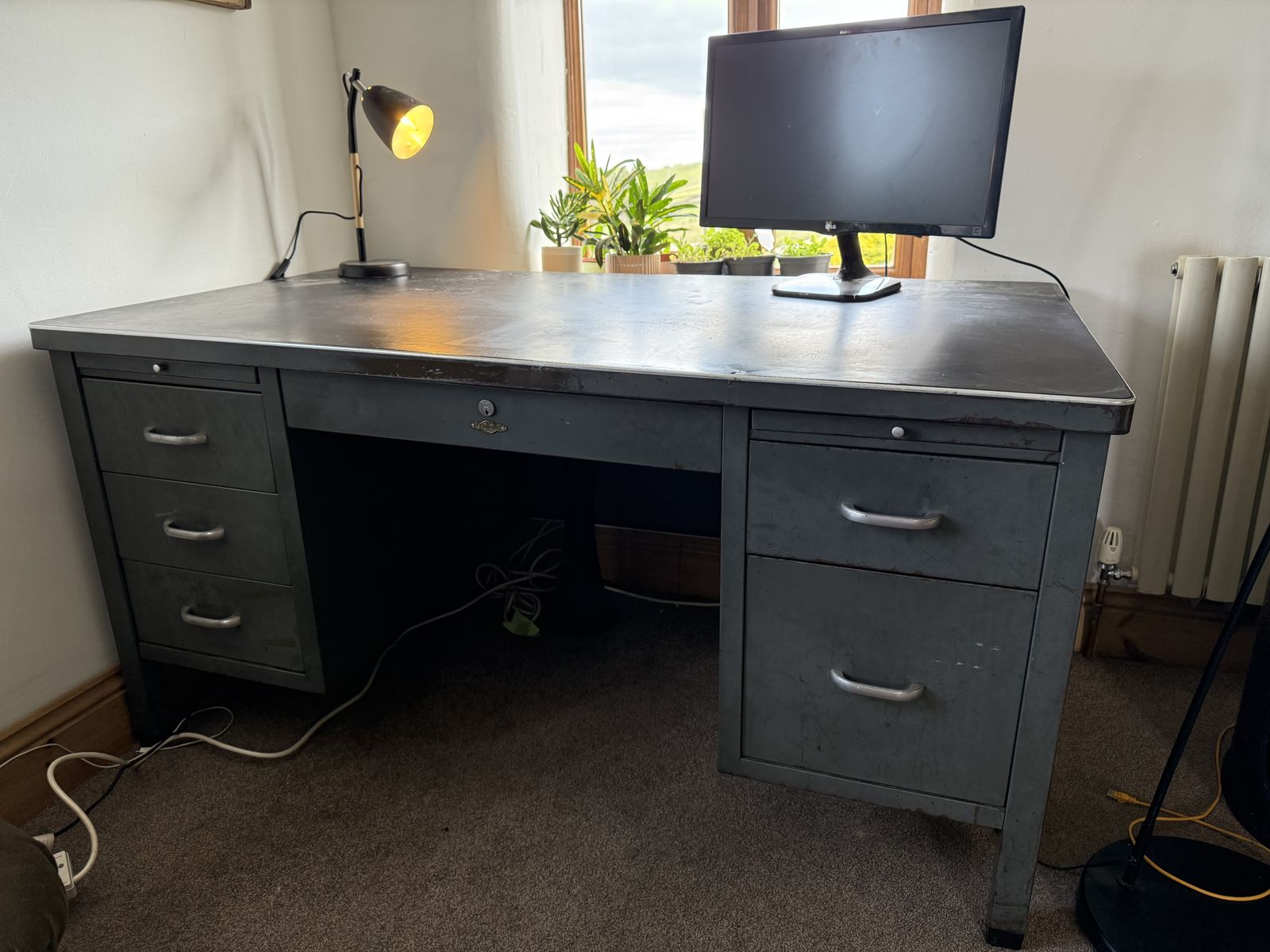Metal Art Twin Pedestal Industrial Desk 1950s photo buy