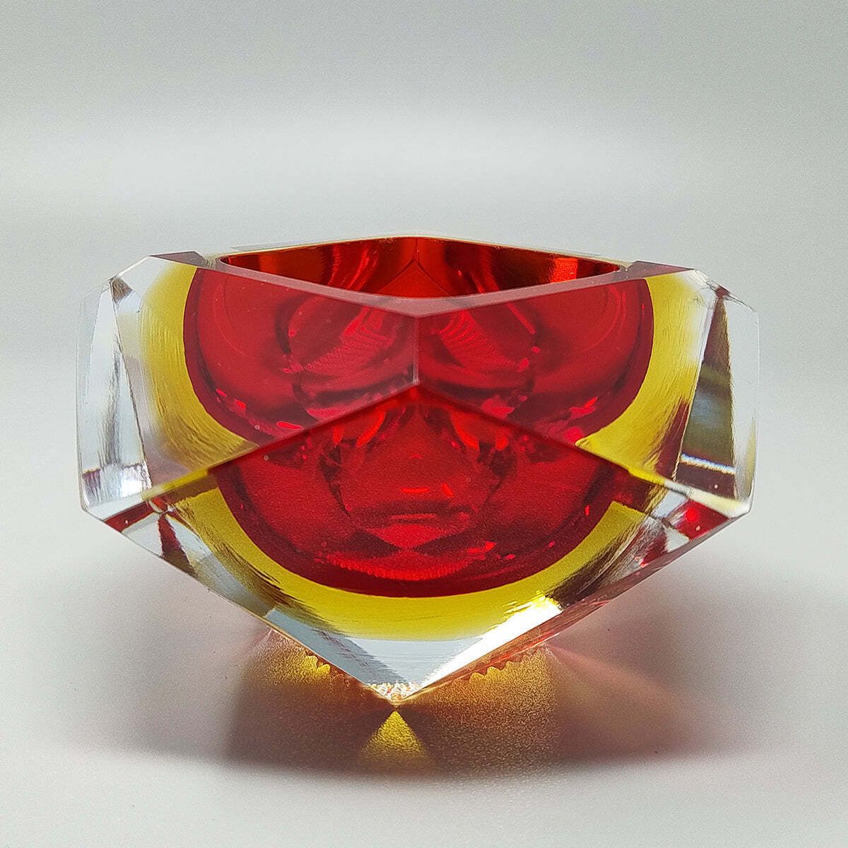 1960s Gorgeous Red And Yellow Ashtray Or Catchall By Flavio Poli For Seguso. Made In Italy photo furniture