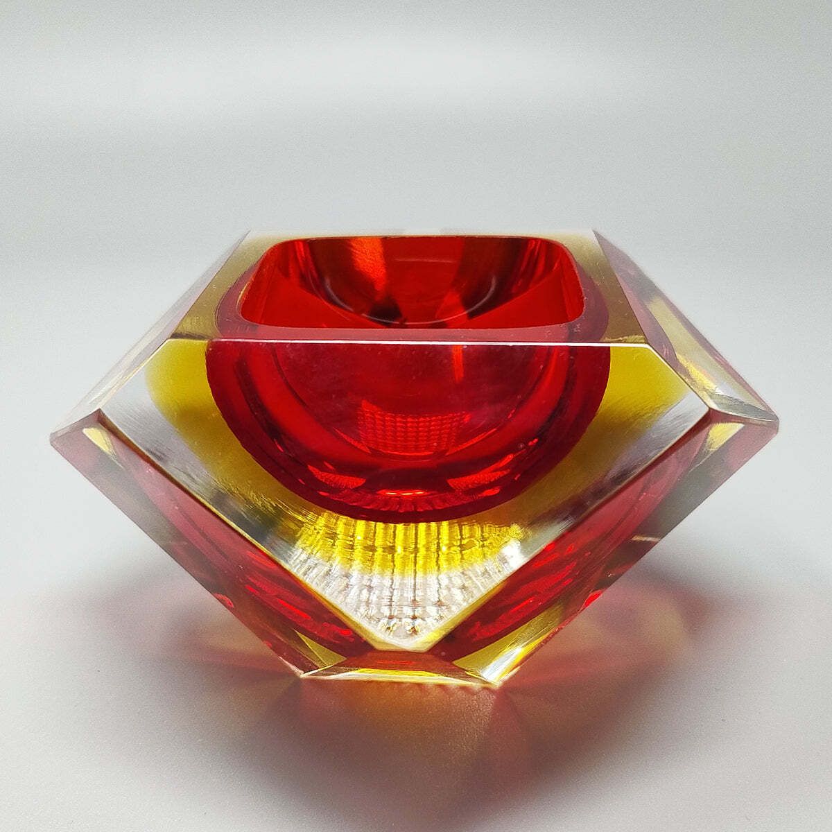 1960s Gorgeous Red And Yellow Ashtray Or Catchall By Flavio Poli For Seguso. Made In Italy photo for sale