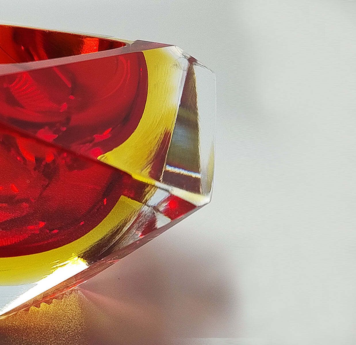 1960s Gorgeous Red And Yellow Ashtray Or Catchall By Flavio Poli For Seguso. Made In Italy photo buy