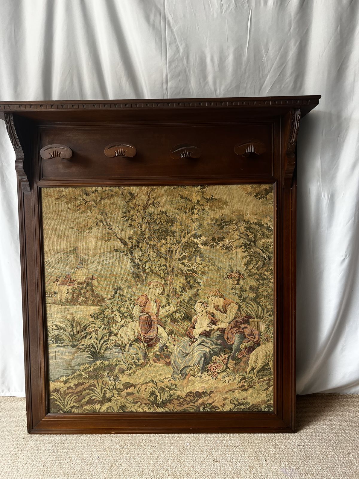 Vintage Wall Mounted French Coat Rack – French Pastoral Scene