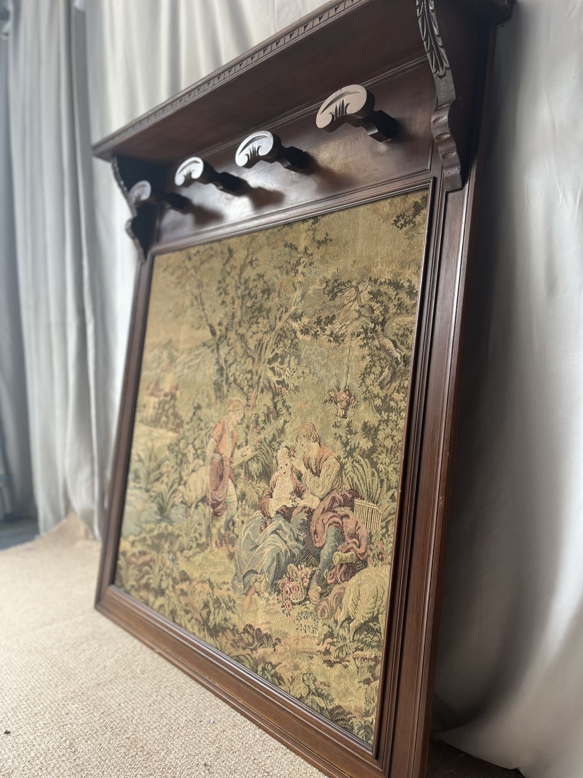 Furniture Vintage Wall Mounted French Coat Rack – French Pastoral Scene photo