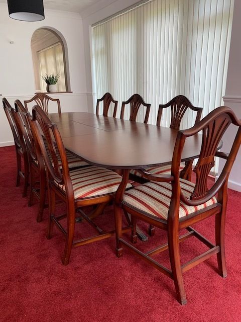 Late 20th Century, Twin Pedestal 9 Piece Dining Table Set In George III Style photo vinterior