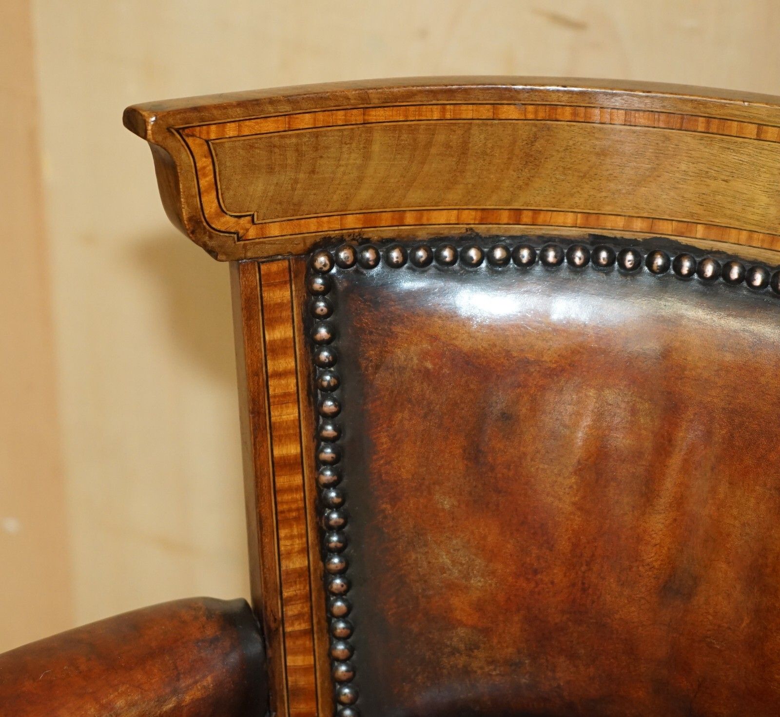 Antique Victorian Cornelius V Smith Fully Restored Brown Leather Captains Chair photo 2850.0