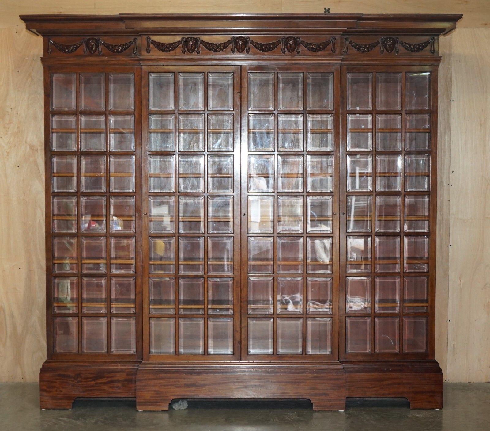 Monumental 2.4 Meter Tall Antique Victorian Mahogany Glazed Library Bookcase photo for sale