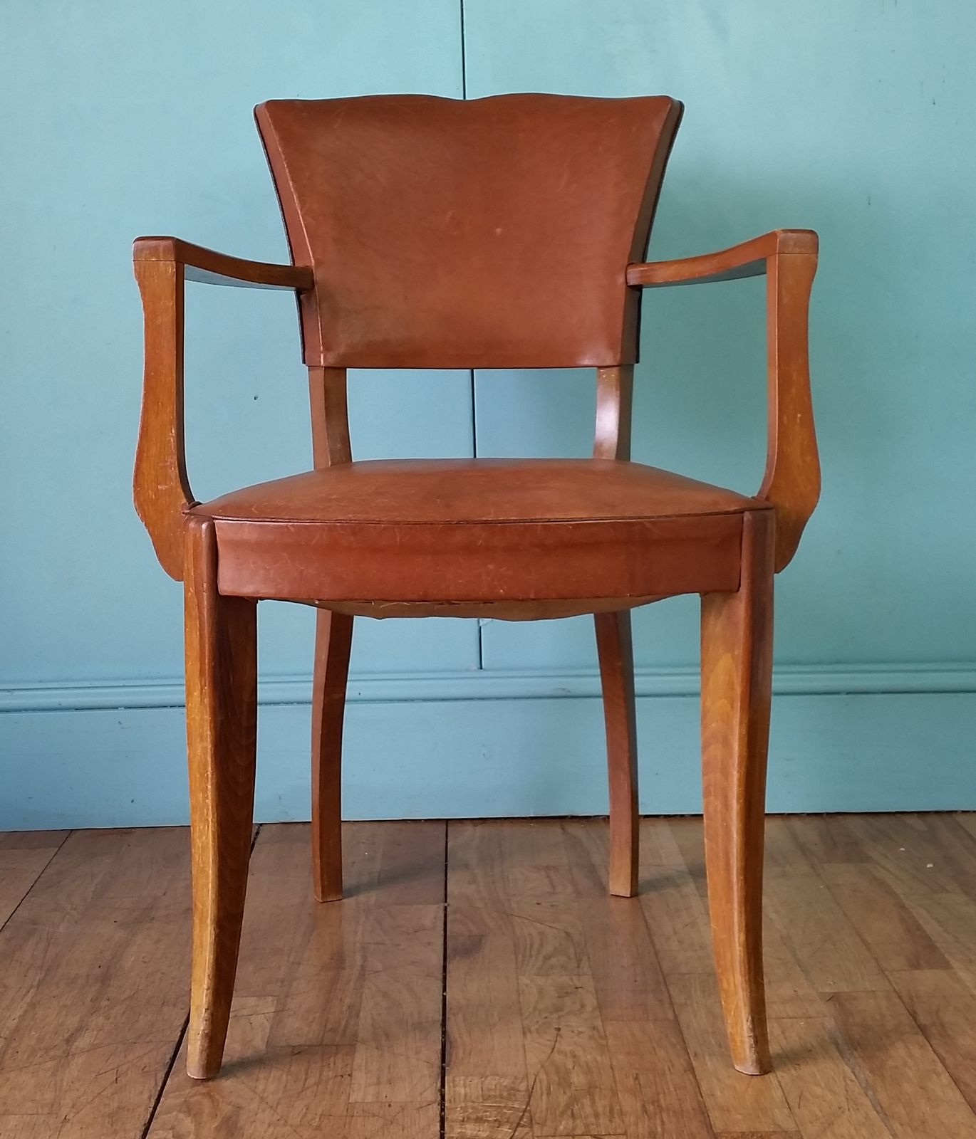 Antique French Leather Bridge Chair photo 395.0