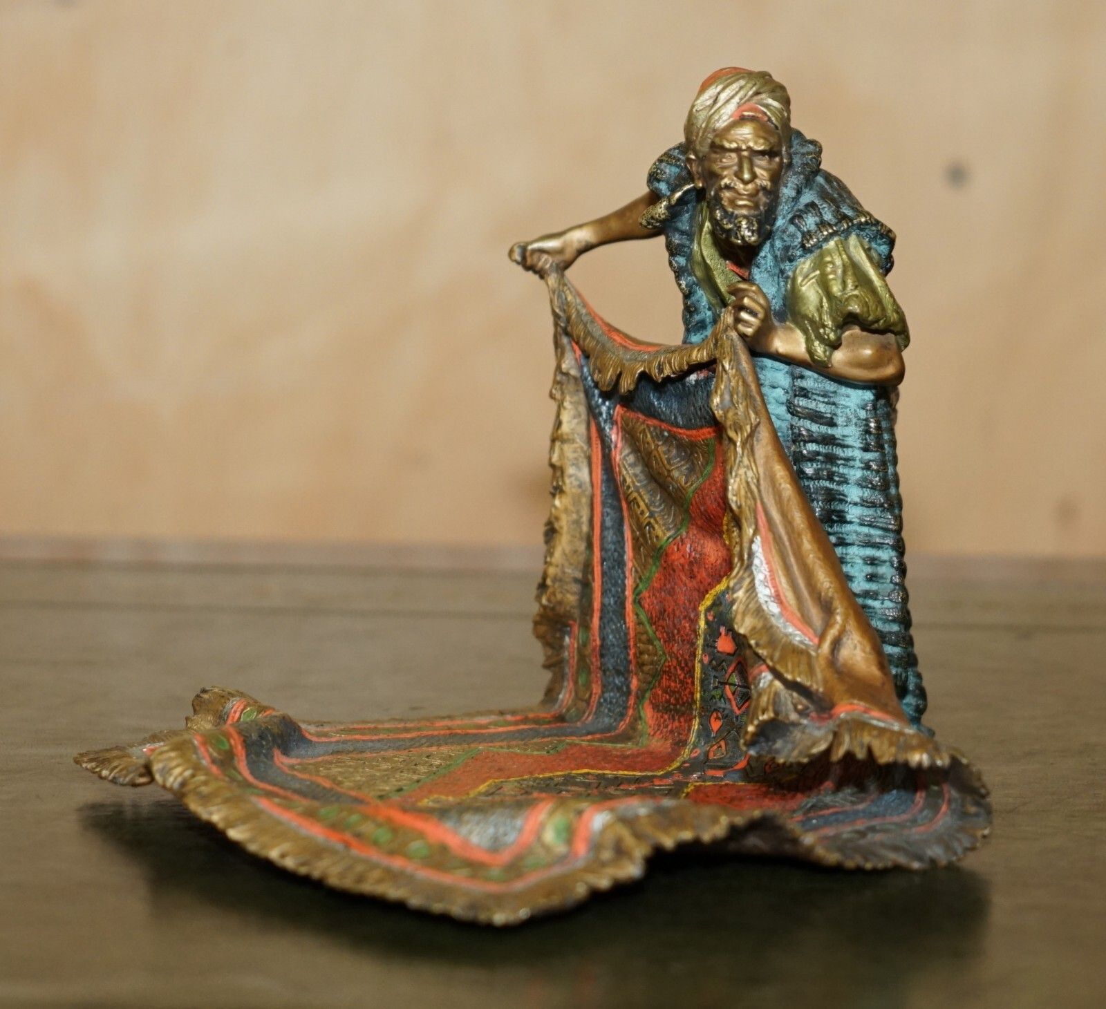 Fine Antique Circa 1910 Franz Bergman Cold Painted Bronze Carpet Seller Statue