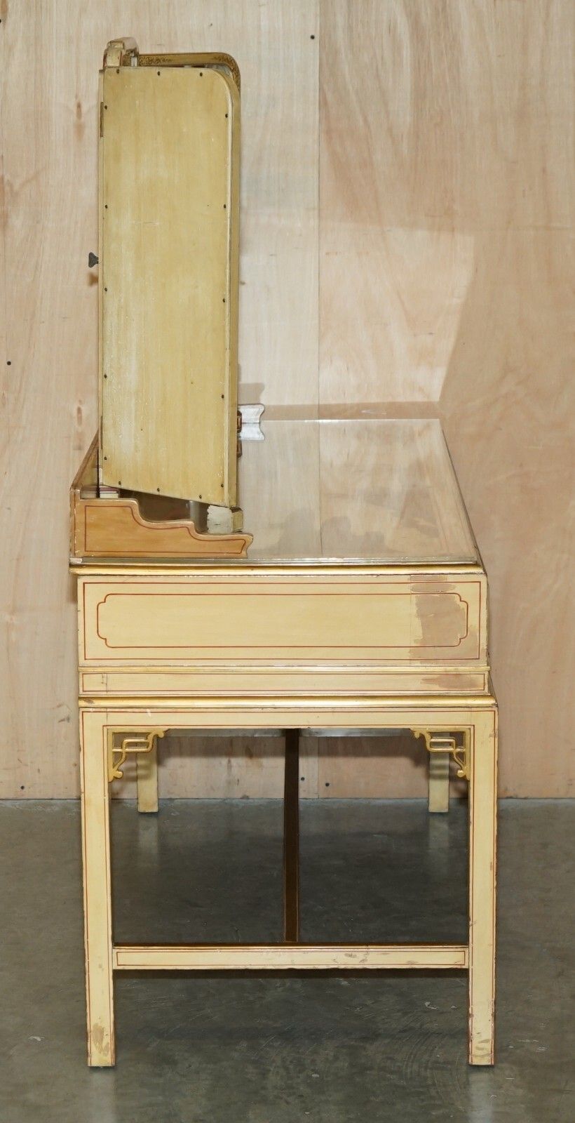 Furniture Exquisite Chinese Chinoiserie Walnut Dressing Table & Stool Part Of A Suite photo