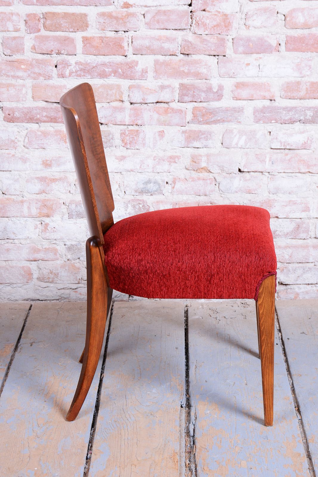Set Of 4 Original Art Deco Chairs, J. Halabala, Up Zavody, Walnut, Czech, 1940s photo 900.0