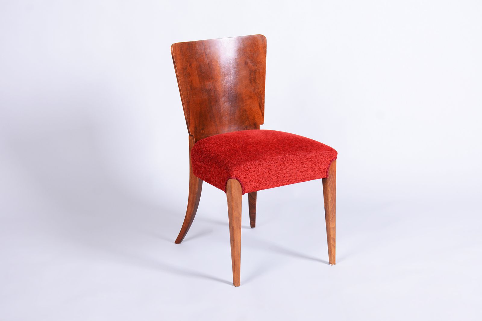 photo vinterior Set Of 4 Original Art Deco Chairs, J. Halabala, Up Zavody, Walnut, Czech, 1940s