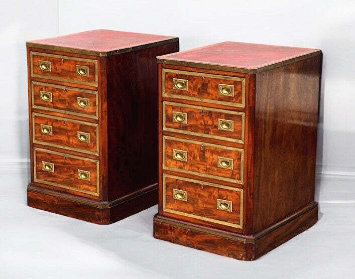 Antique Bedside Drawers. Mahogany With Brass Bound Decoration photo furniture