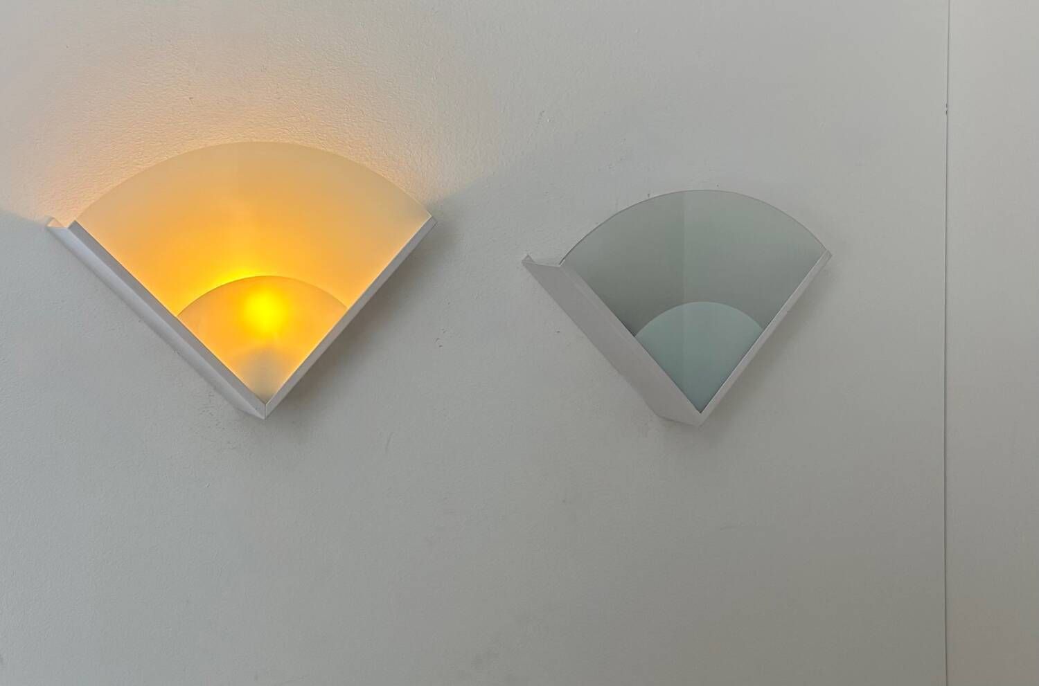 Pair Of Vintage Metal And Sandblasted Glass Wall Lights, France 1970 photo for sale