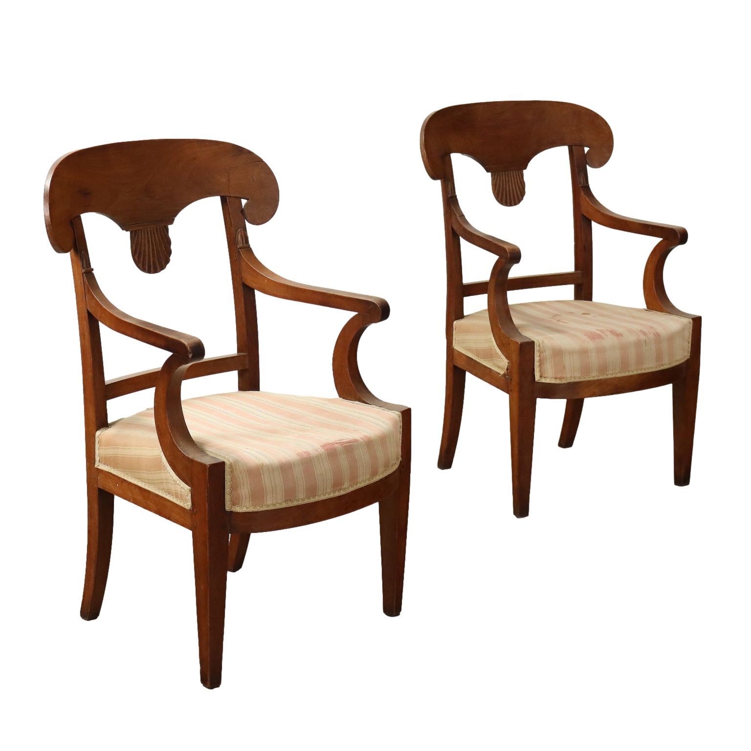 Antique Directoire Armchairs Cherrywood Fabric XVIII XIX Century