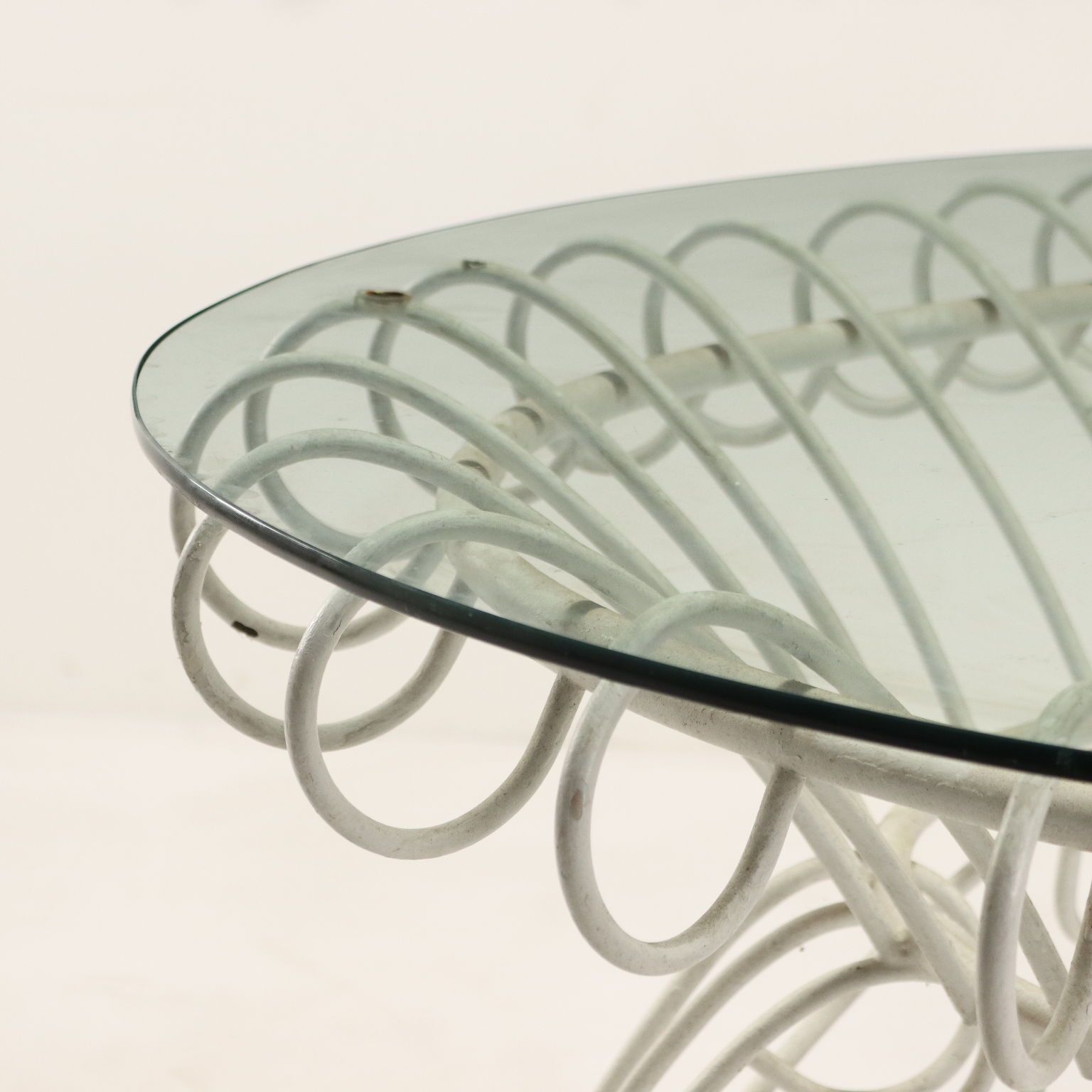 Vintage Garden Table White Enamelled Iron Italy 1960s photo for sale