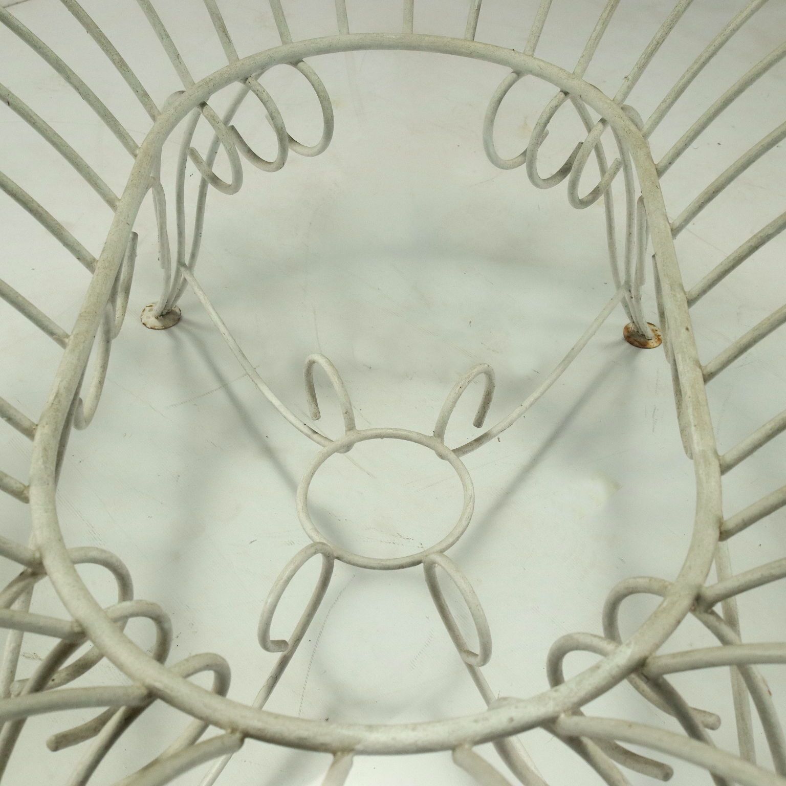 Vintage Garden Table White Enamelled Iron Italy 1960s photo buy