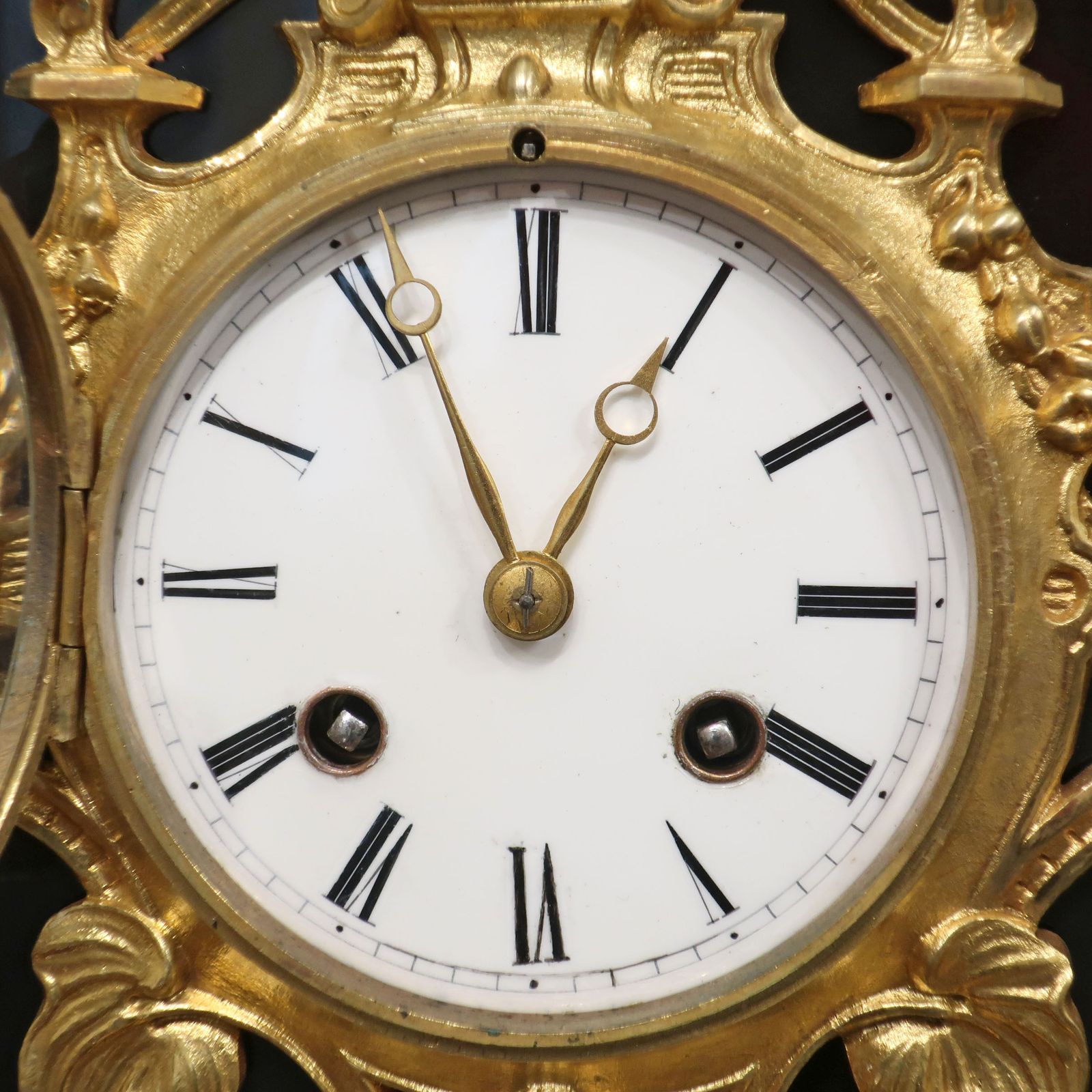 French Rococo Style Black Slate And Bronze Gilt Mantel Clock By Japy Freres photo for sale