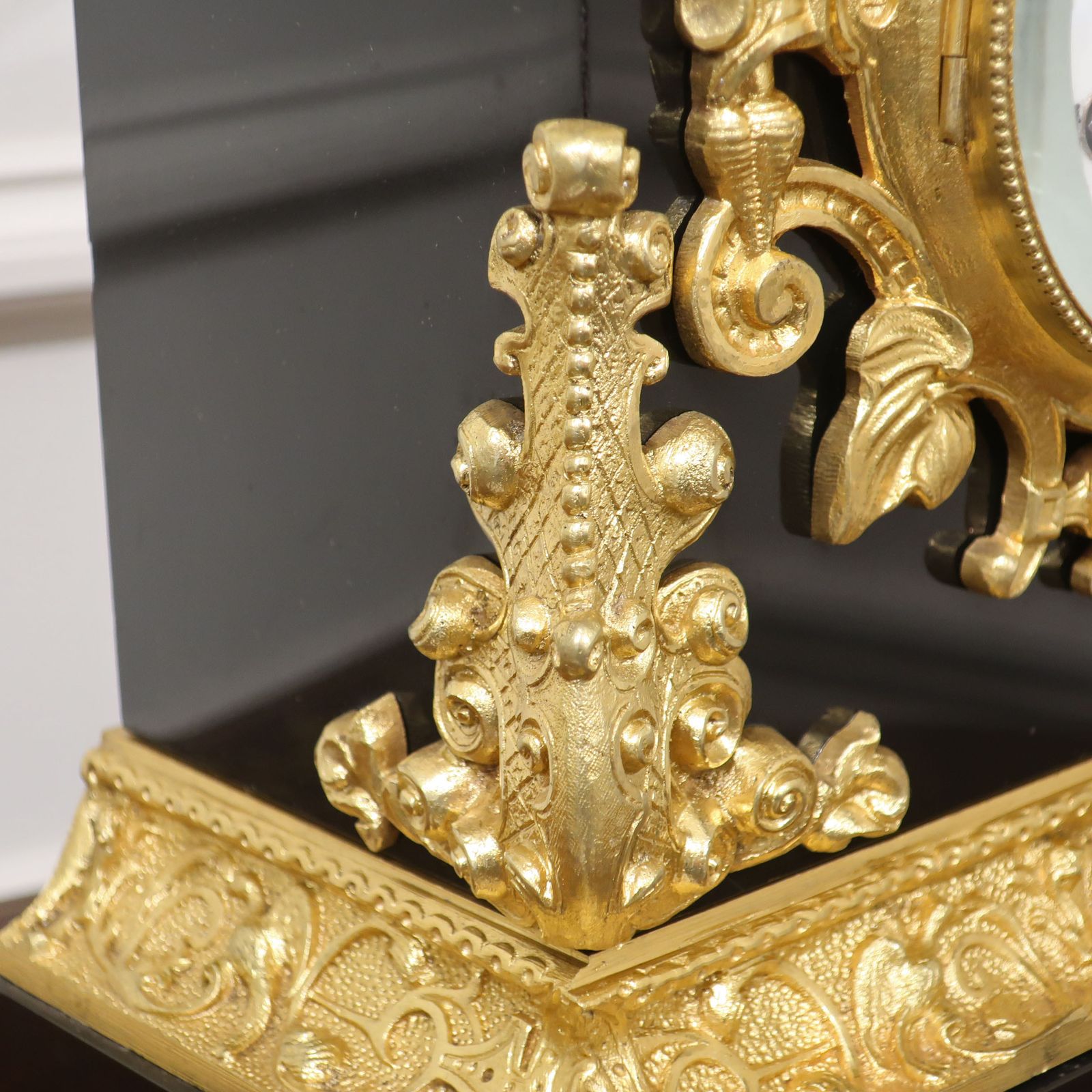 French Rococo Style Black Slate And Bronze Gilt Mantel Clock By Japy Freres photo vinterior