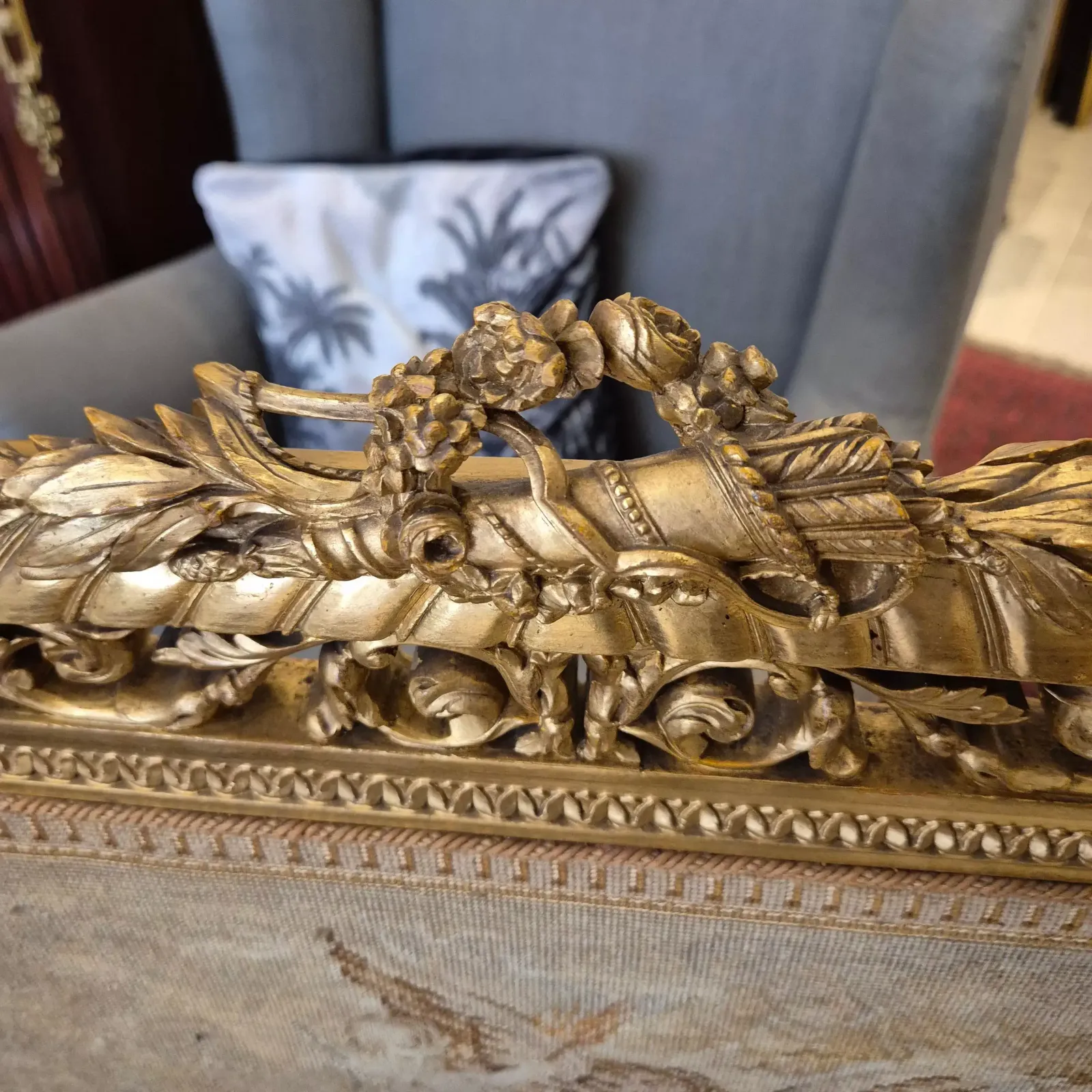 2624.0 Louis XV Style Gilded Wood Firescreen, 19th Century photo