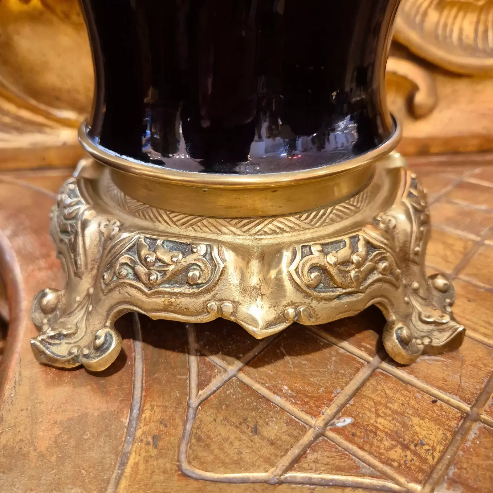 photo for sale Pair Of Baluster Shaped Porcelain And Gilt Bronze Vases, 19th Century