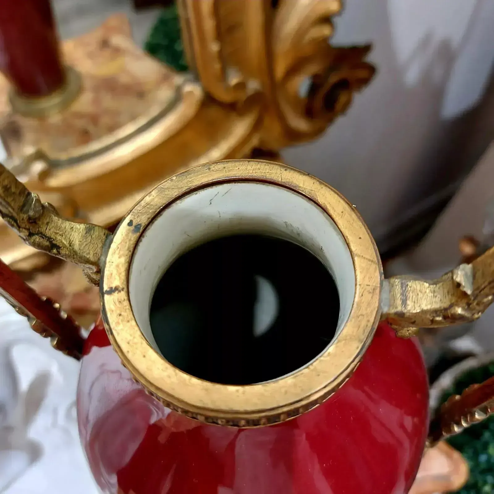 Home Decor Pair Of 19th Century Classical Style Red Vases With Accents In Gilt Bronze photo