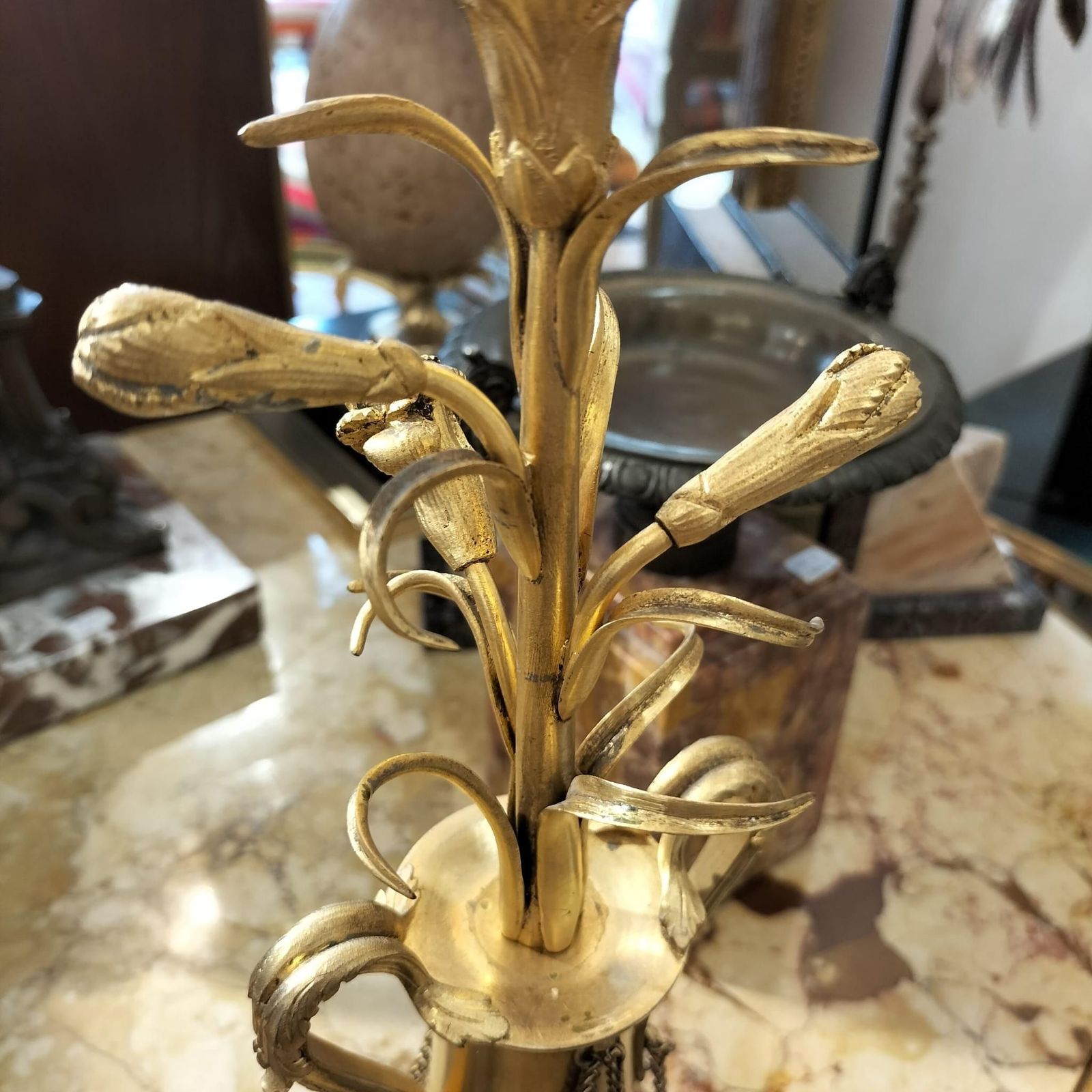 Pair Of Gilded Candlesticks With Floral Pattern From Louis XVI (1774 1792) photo vintage