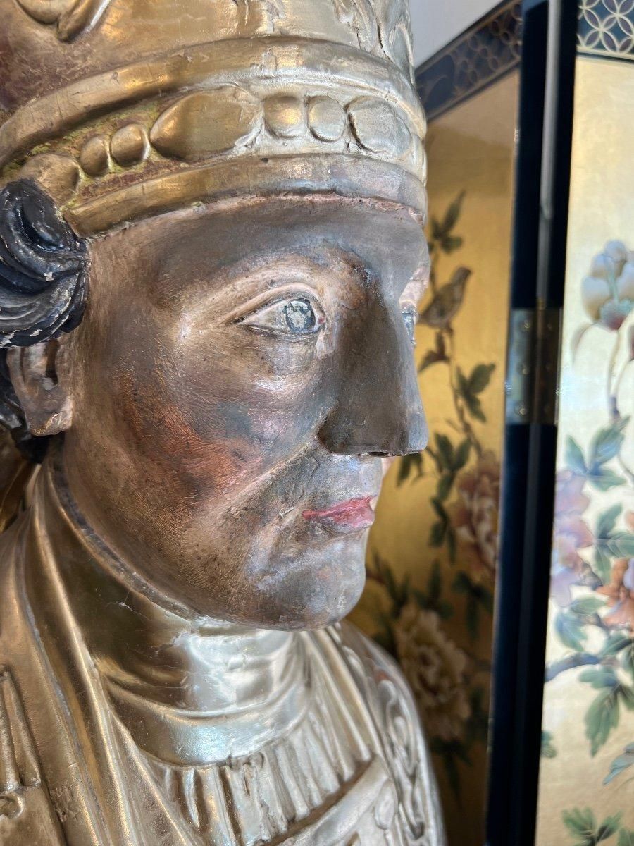 photo for sale Late 17th Century Reliquary Bust Of A Bishop In Gilded Wood