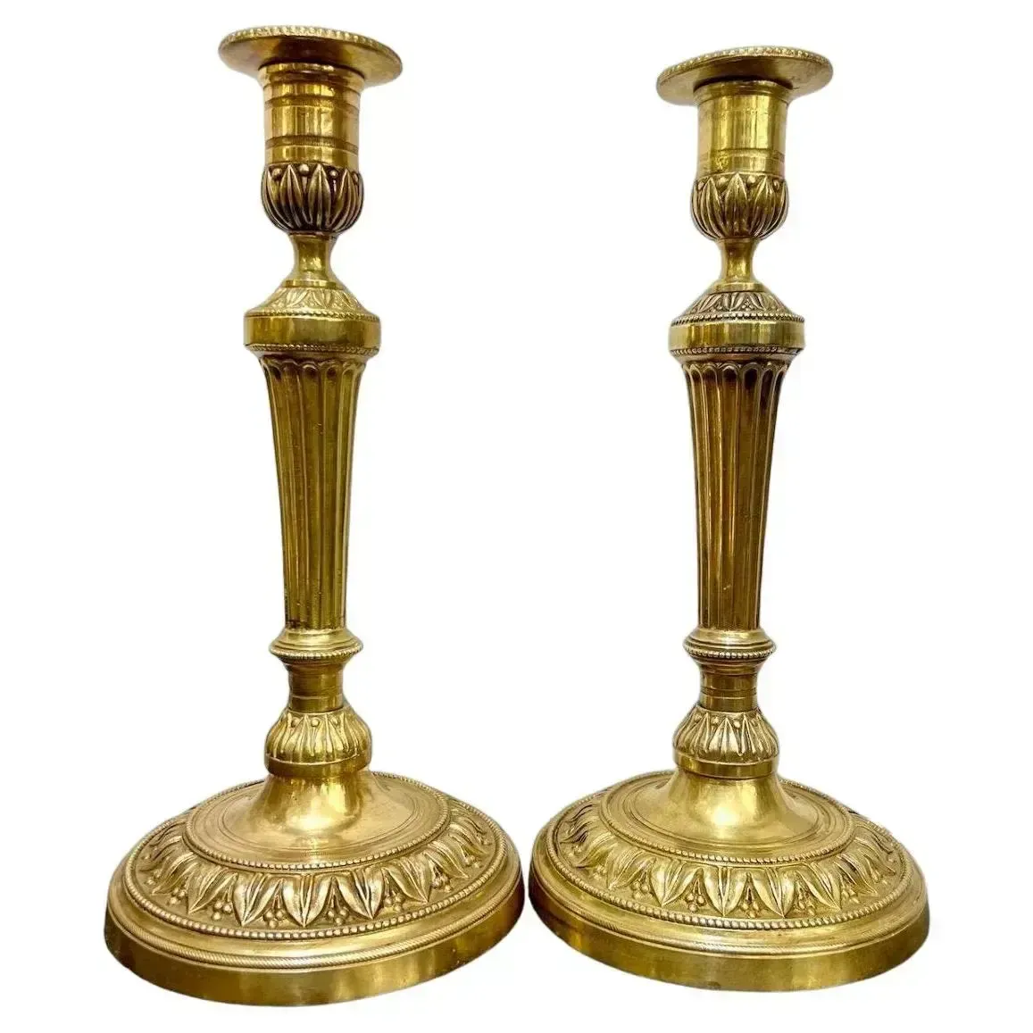 Pair Of Gilt Bronze Candlesticks From The Bourbon Restoration Period