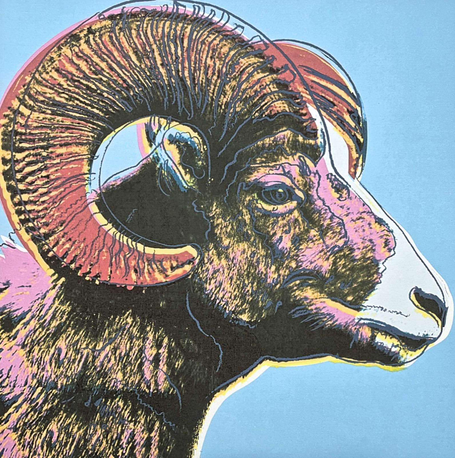 Andy Warhol   Bighorn Ram   Signed, Certificate, Limited Edition Of 100, 38 X 56 Cm, Edition Leo Castelli photo furniture