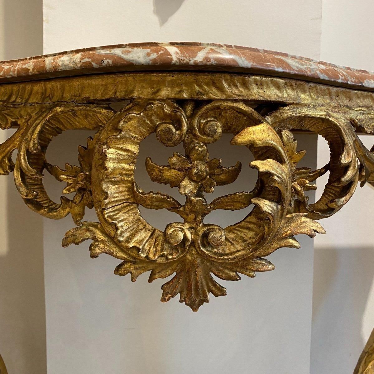 photo furniture 19th Century Louis XV Gilt Wood Console Table With Marble Top