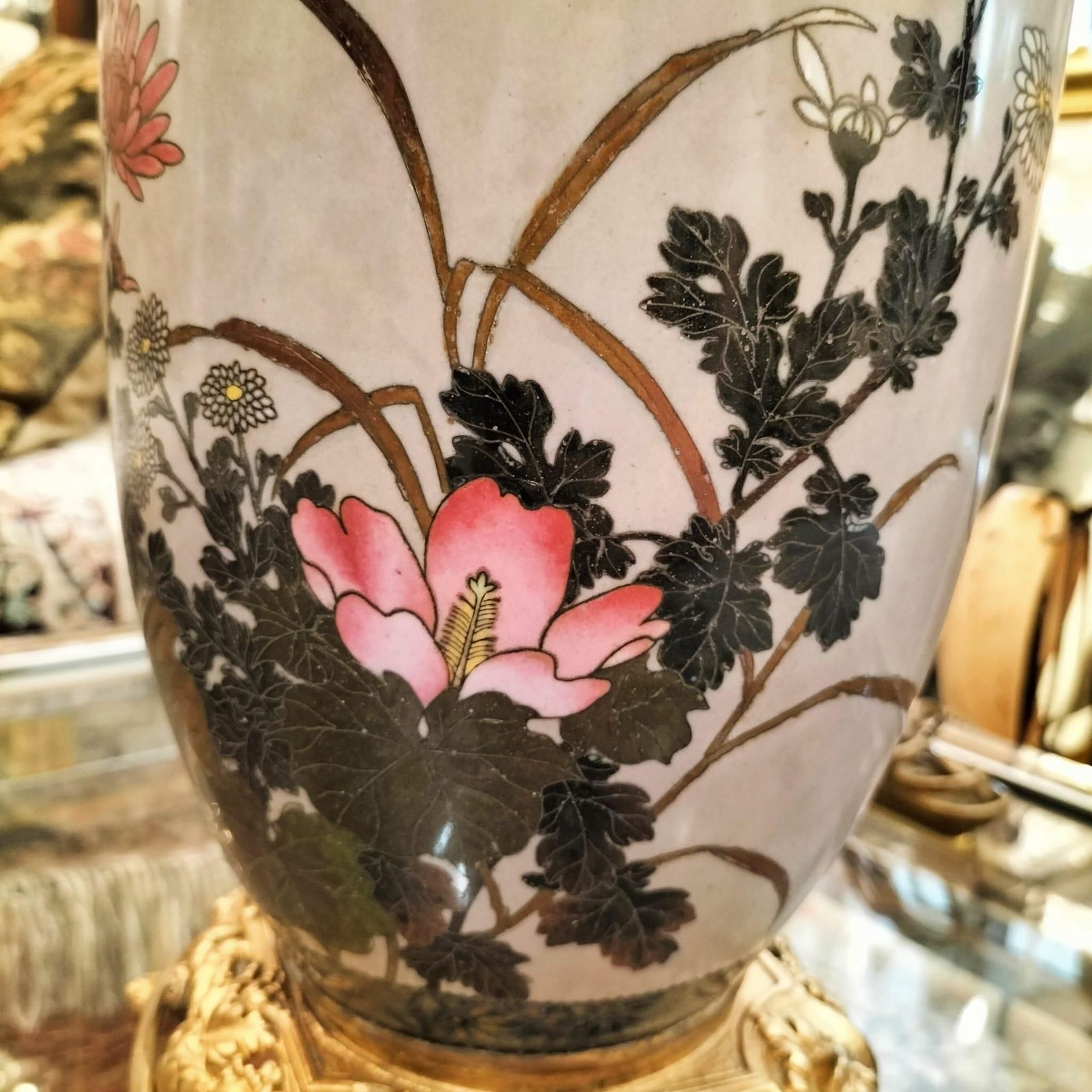 Pair Of Japanese Large Cloisonné Enamel Lamps , 19th Century photo furniture